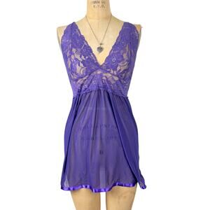Lace Babydoll Slip Dress Lingerie Chemise Nightie Size‎ L Romantic Aesthetic